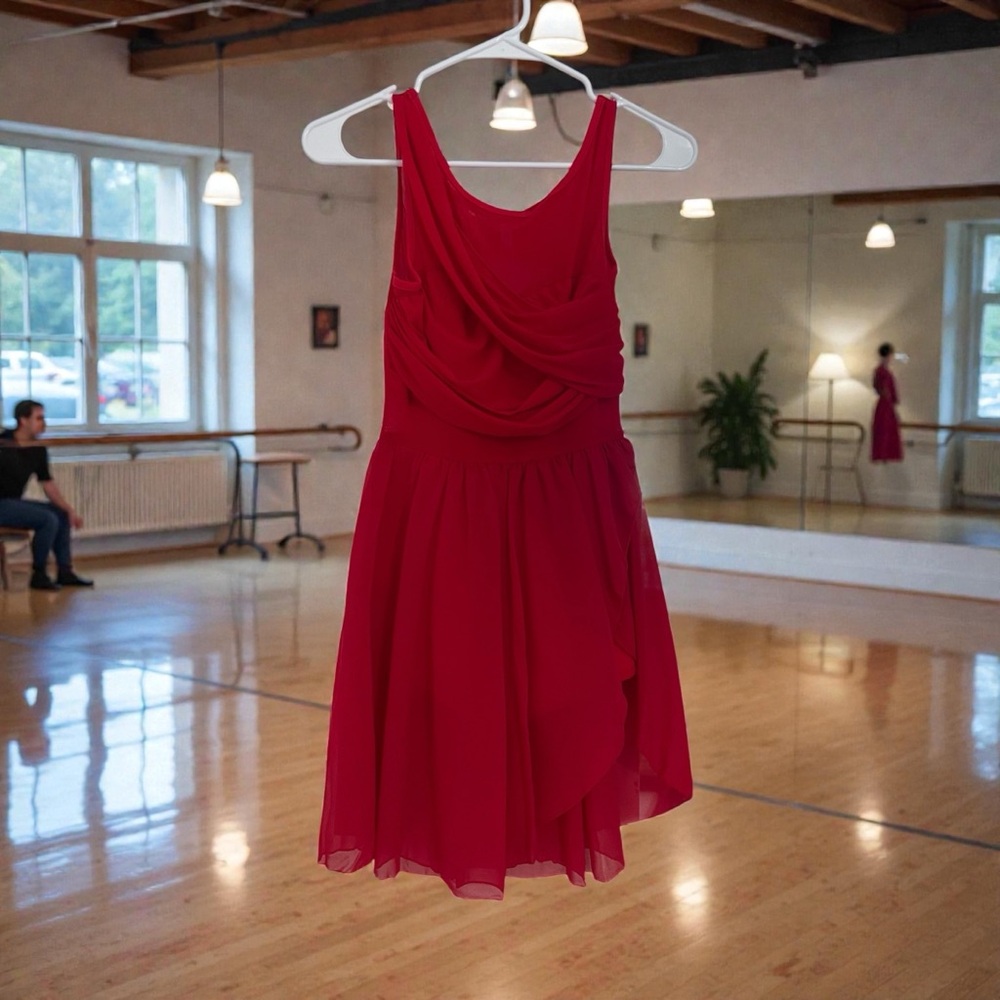Elegant Scarlet Mini Dress with Built In Shorts‎ * Dance Costume Dress